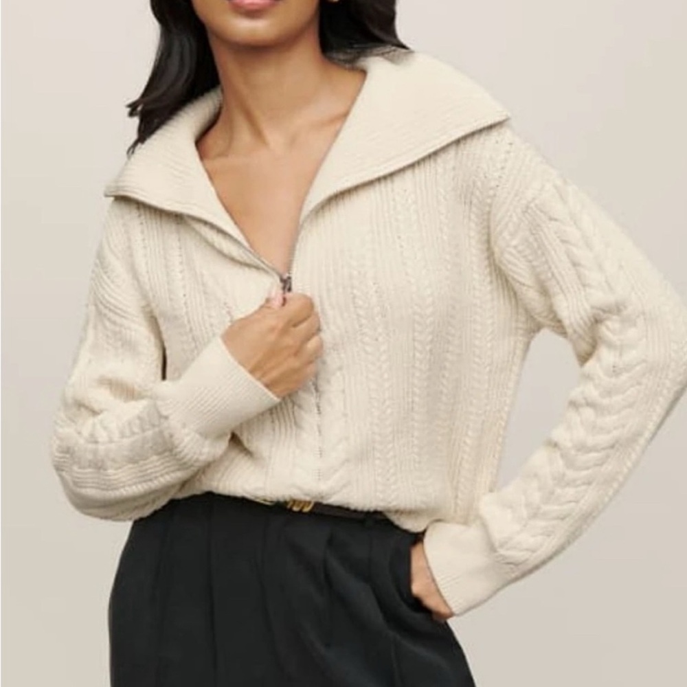Reformation quarter zip lucca sweater size small